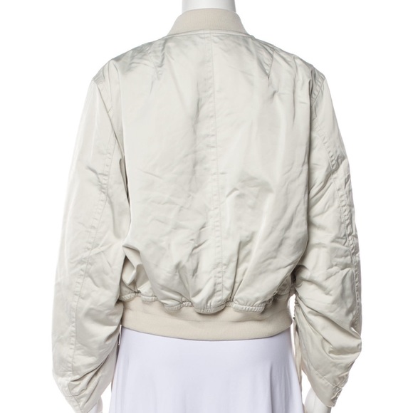 Vince Ruched Sleeve Satin Parachute Bomber Jacket Chalet Ivory Cream Size Small - Picture 2 of 16